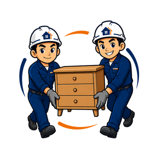 職人GOのスタッフが家具を運んでいるイラスト